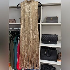 Gold Sequin Midi Dress